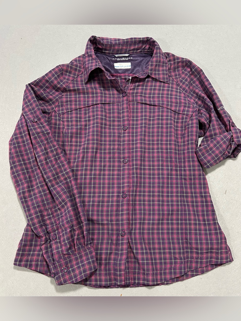 Columbia Omni Shade Sun Protection Long Sleeve Button Up Shirt Purple Women's M